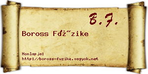 Boross Füzike névjegykártya